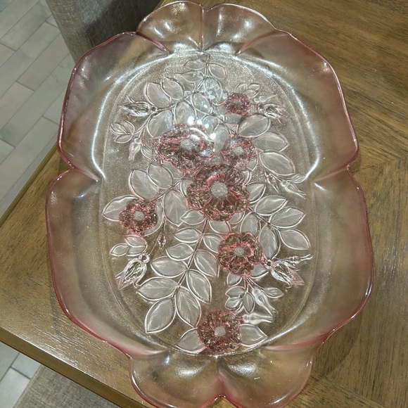 Mikasa Other - Vintage Mikasa Pink Rosella crystal serving tray, GUC, No chips, she's stunning.